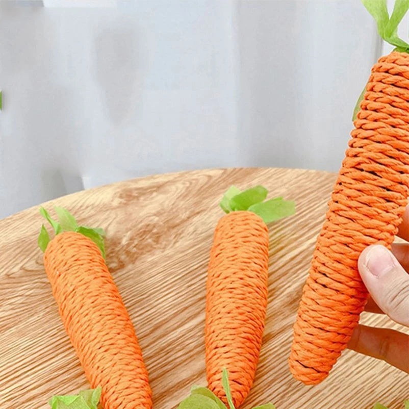 Sisal Carrot Squeaky Cat Toy – Molar Stick & Scratch Toy