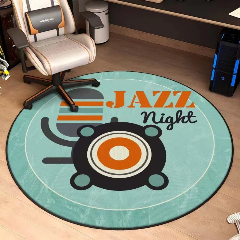 Round Music Record Rug – Non-Slip Bedroom Floor Mat