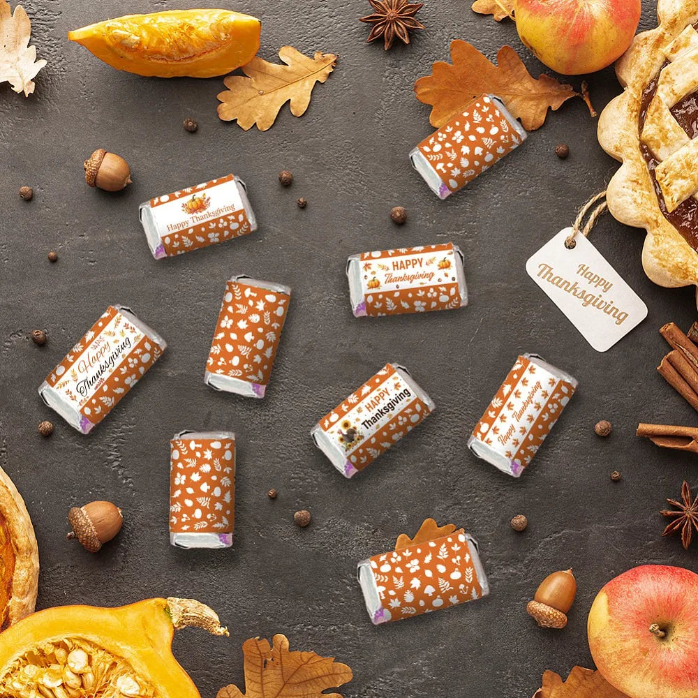 Thanksgiving Mini Candy Bar Wrapper Stickers – 20-Pack Party