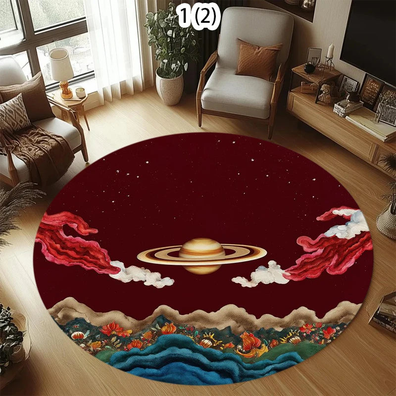 Cartoon Round Rug – Soft Polyester Bedroom Floor Mat