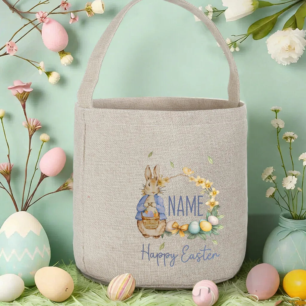 Personalized Easter Basket – Custom Name Foldable Bunny Bag