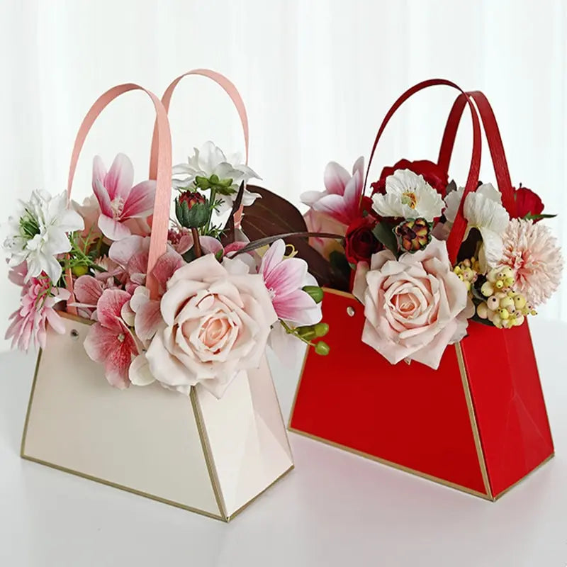 Portable Foldable Flower Gift Box – 100pcs Cardboard Tote