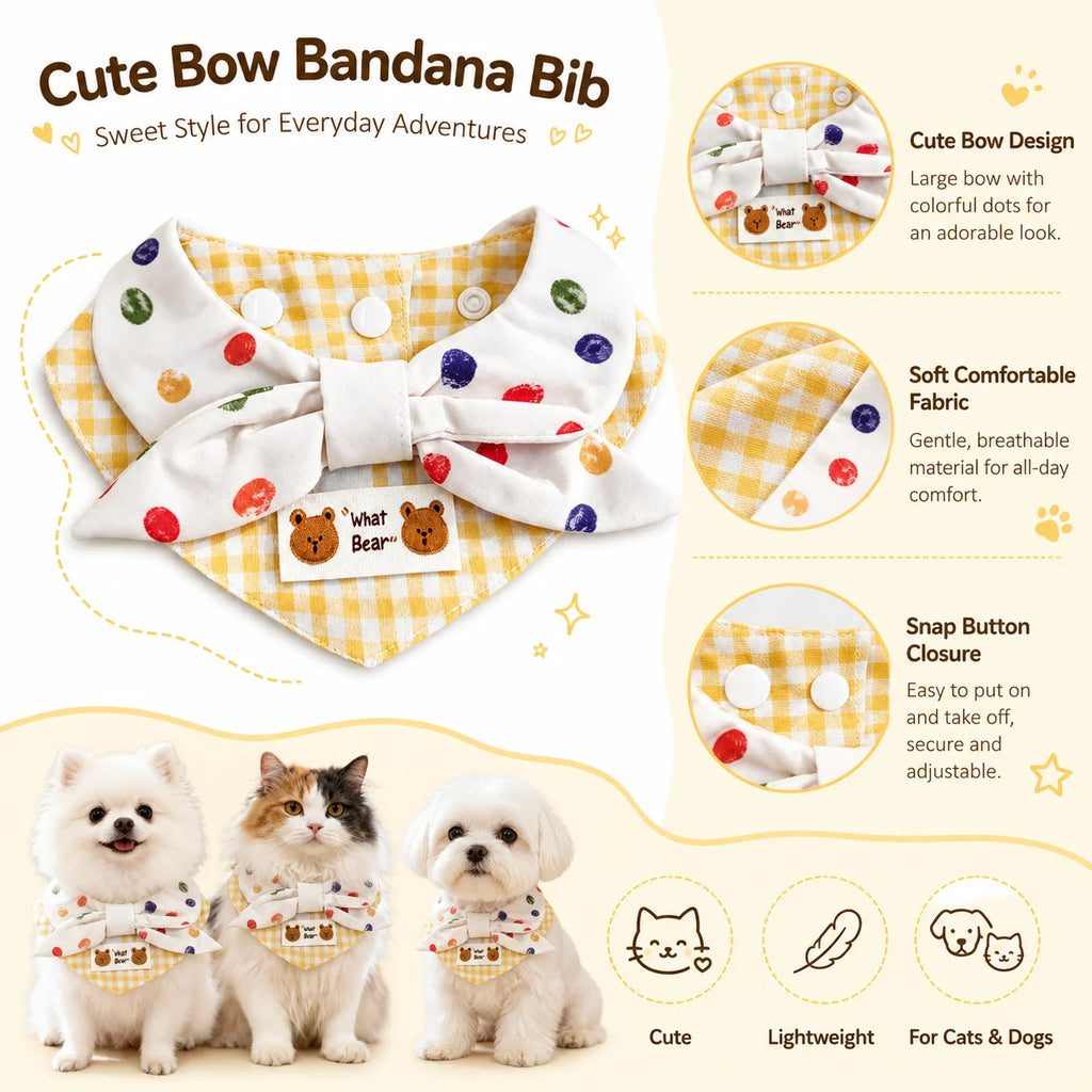 Cute Teddy Bear Pet Collar Scarf for Cats & Dogs