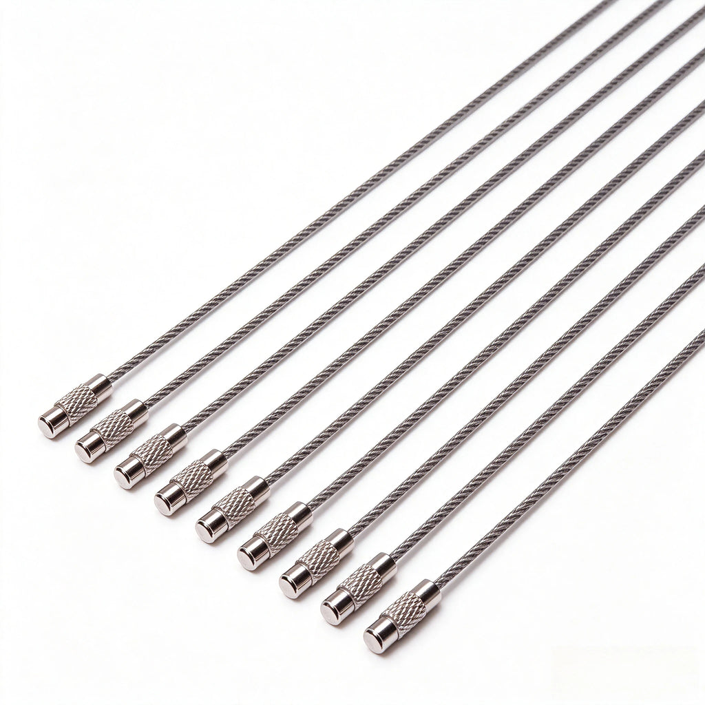 Stainless Steel Wire Keychain Cable Ring with Screw Lock