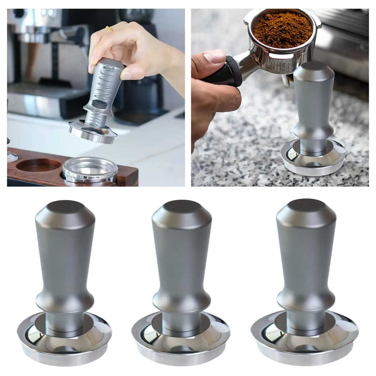 Kesoto Spring Loaded Espresso Tamper 51/53/58mm Stainless Steel