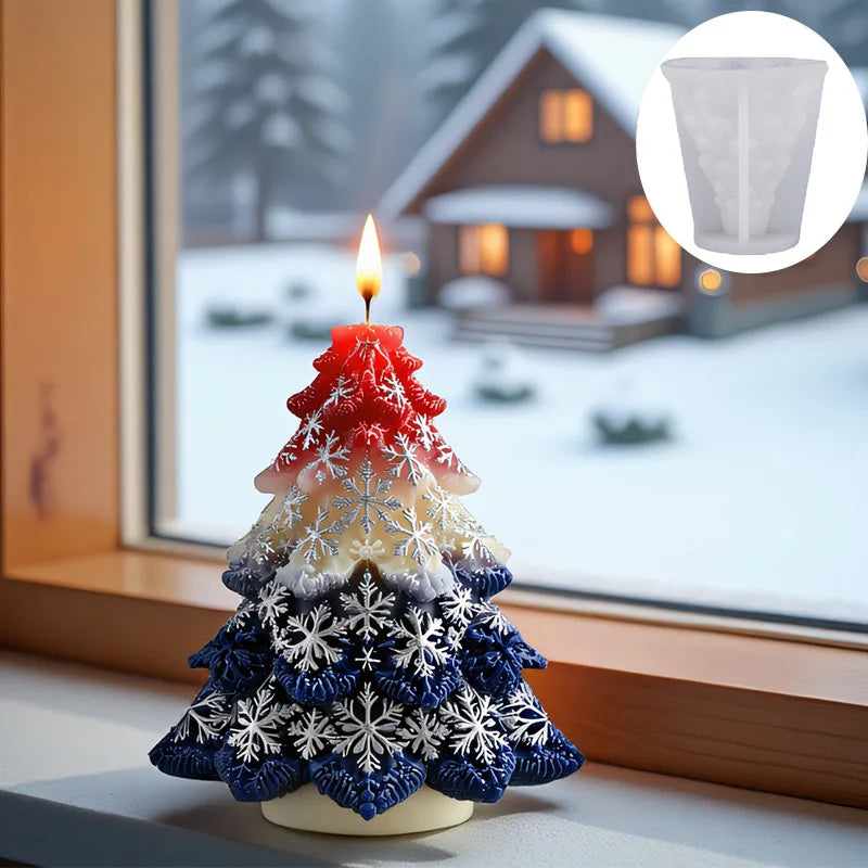 Christmas Silicone Candle Mold – Snowflake & Tree Design