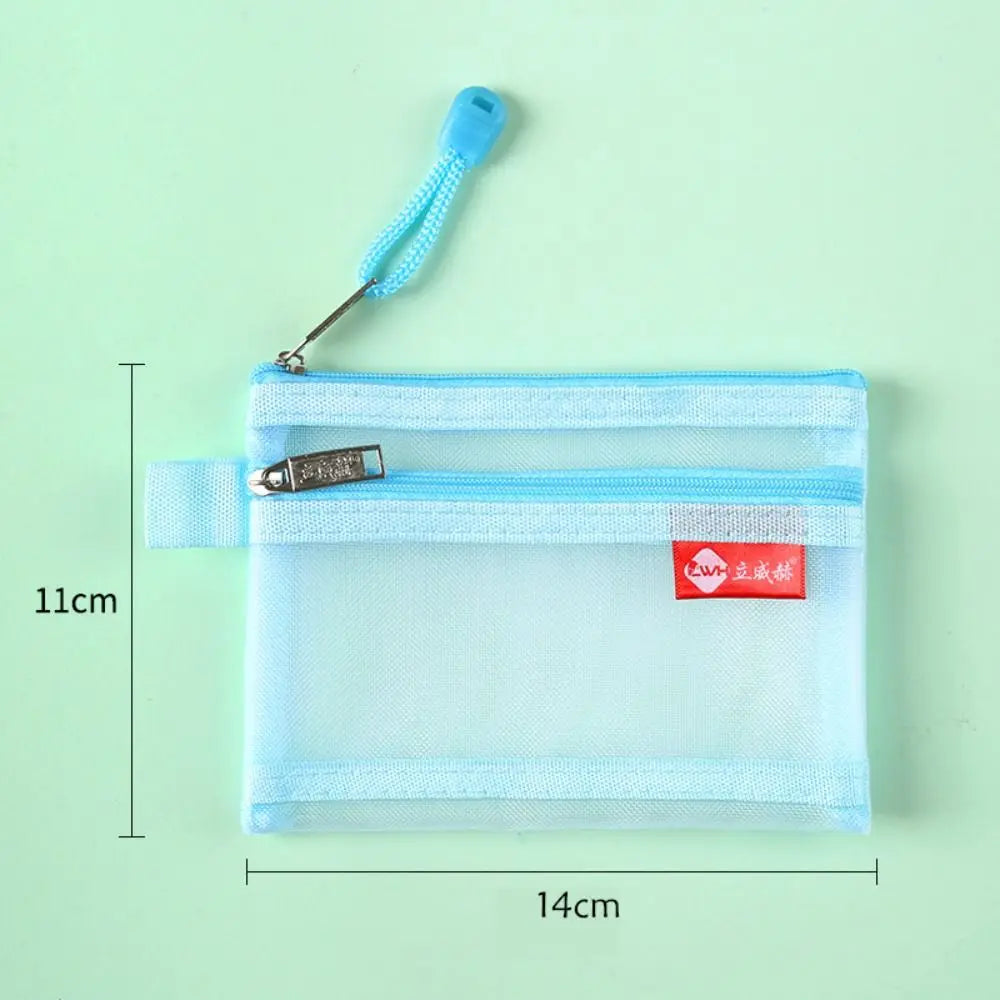 Double Layer Nylon Zipper Coin Pouch & Card Organizer Bag