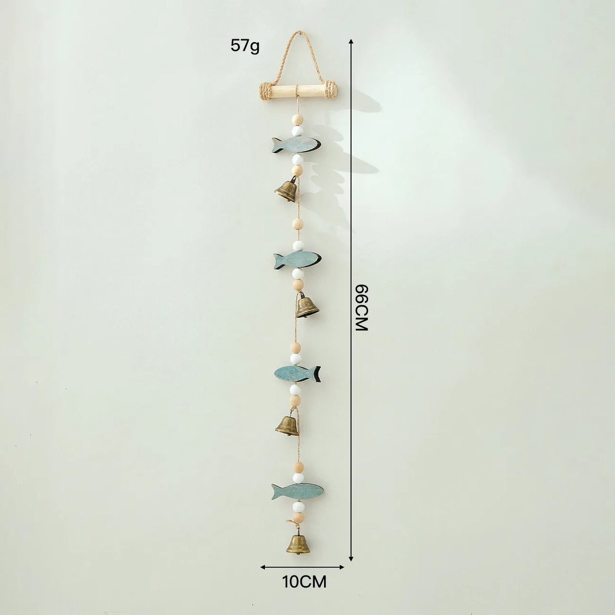 Mediterranean Fish Wind Chime – Wood & Hemp Rope Wall Decor