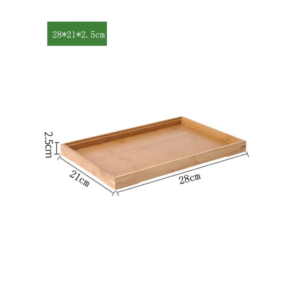 Retro Bamboo Wood Rectangular Storage Tray – Tea & Home Décor