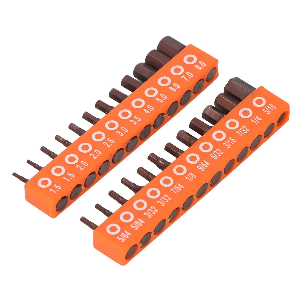 24-Piece S2 Alloy Steel Hex Bit Set – Metric & SAE + Holder
