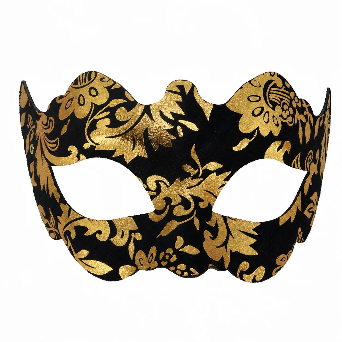 Flocked Gold Foil Half Face Jazz Masquerade Mask – Adults