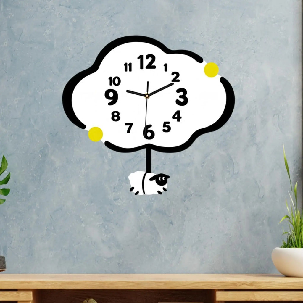 MagiDeal Acrylic Silent Wall Clock | Cloud & Sheep Design