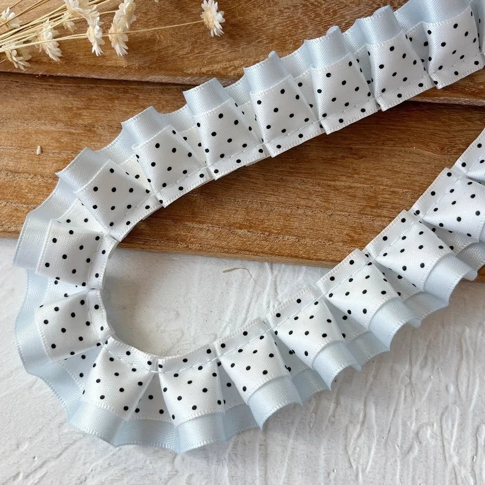2M Pleated Ruffle Ribbon Trim – Double Layer Lace for DIY