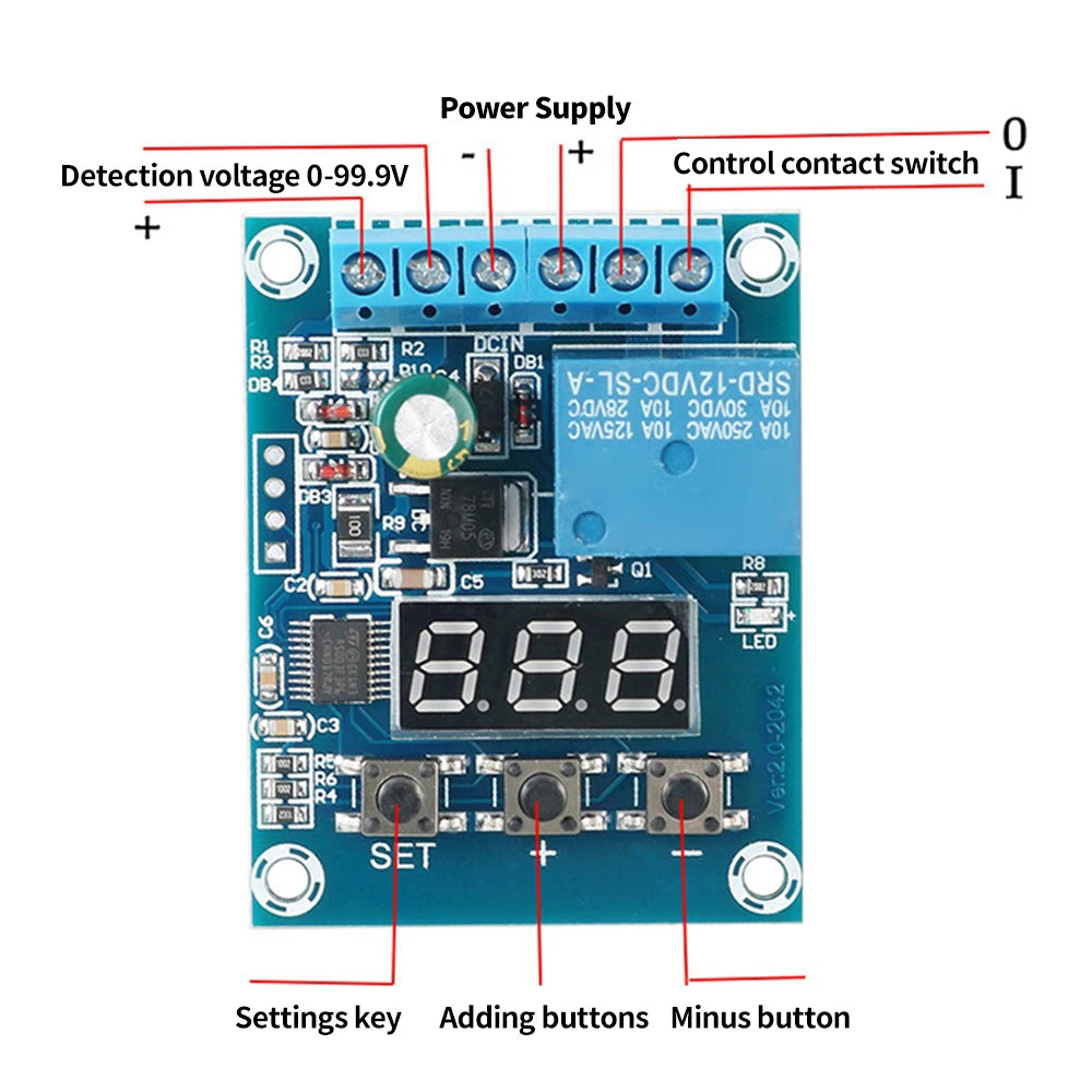 DC 9V/12V/24V Voltage Detection Relay Module 0–99.9V