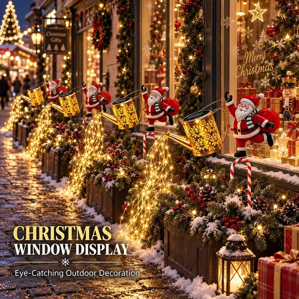 Solar Santa Watering Can Stake Light | IP65 LED Garden Decor