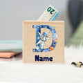 Personalized Astronaut Piggy Bank – Kids Wooden Coin Box