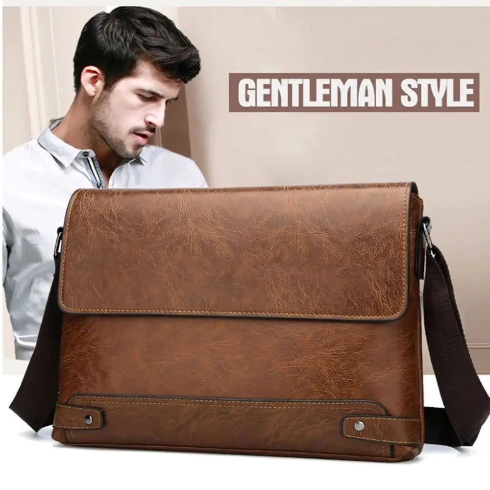 Retro Men's Waterproof PU Leather Laptop Messenger Briefcase