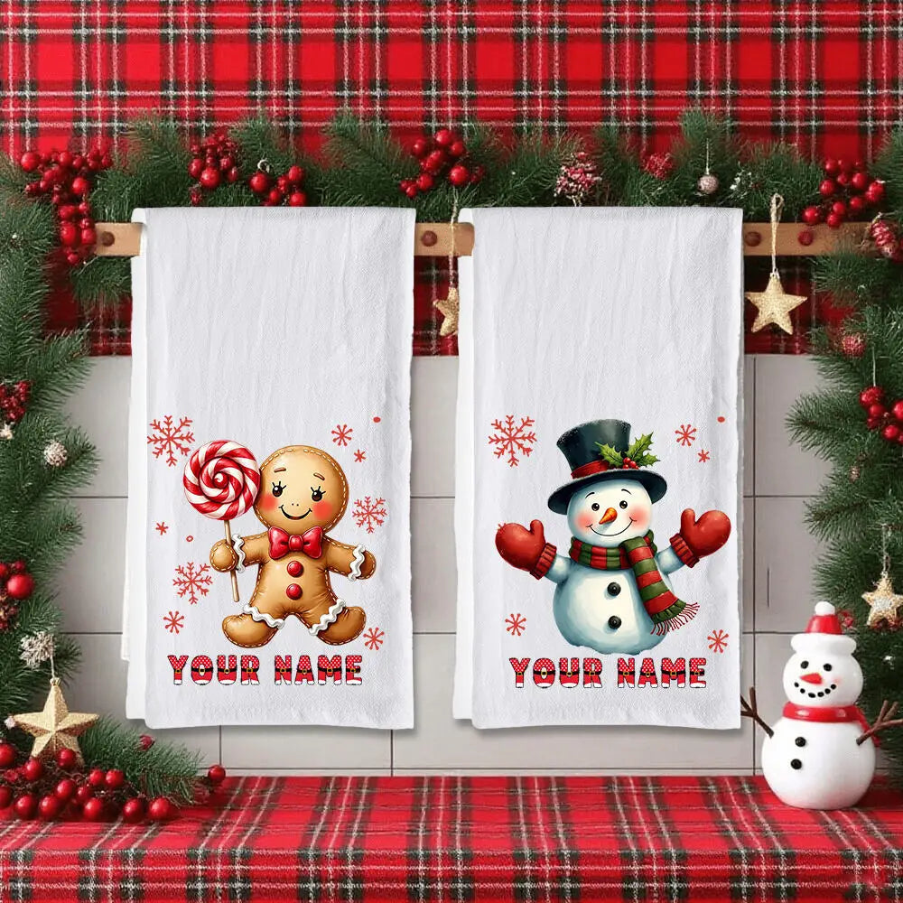 Personalized Christmas Tea Towel – Festive Holiday Kitchen Gift
