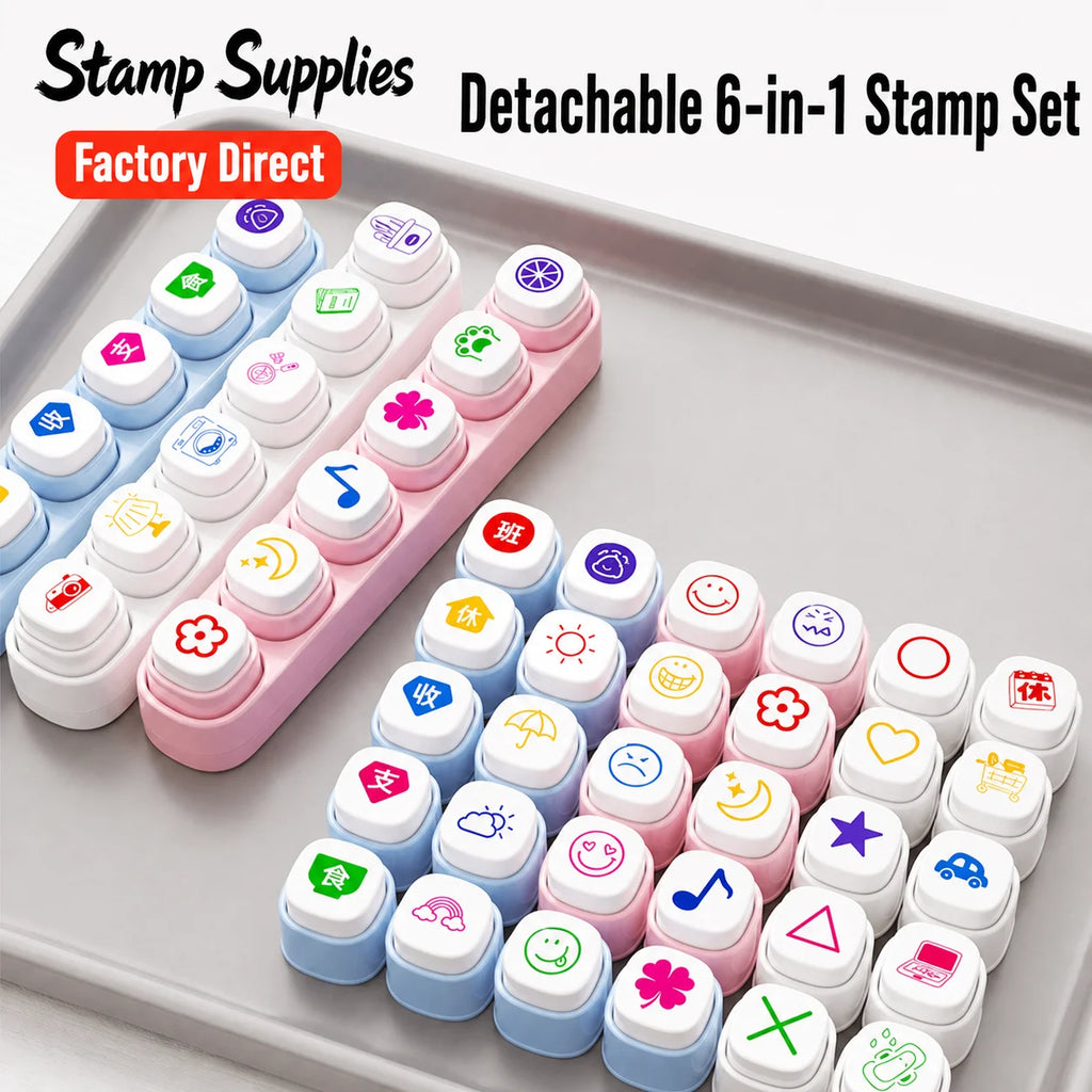 6-in-1 Detachable Journal Stamp Set – Cute Craft Patterns