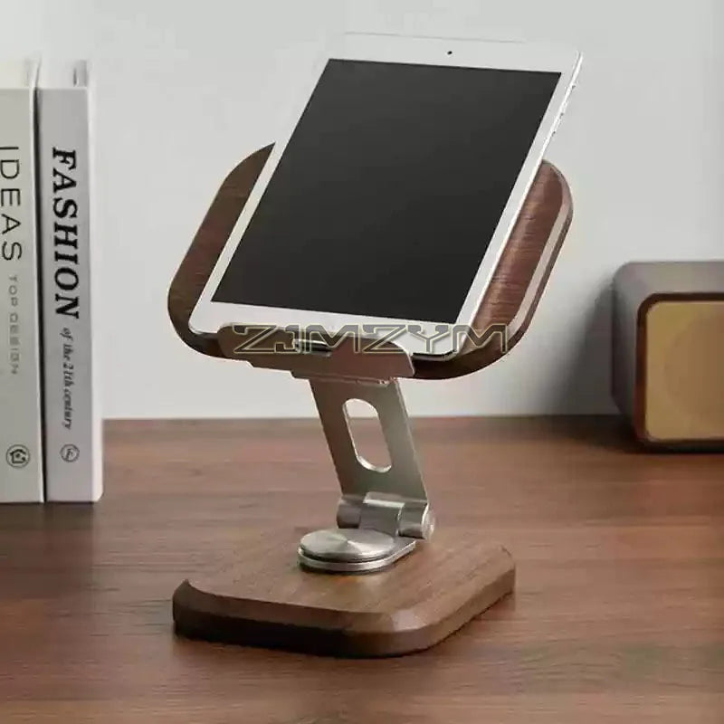 Black Walnut Solid Wood Rotating Phone Stand | Desk Holder