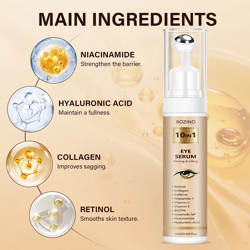 ROZINO 10-in-1 Roll-On Eye Cream Serum | All Skin Types