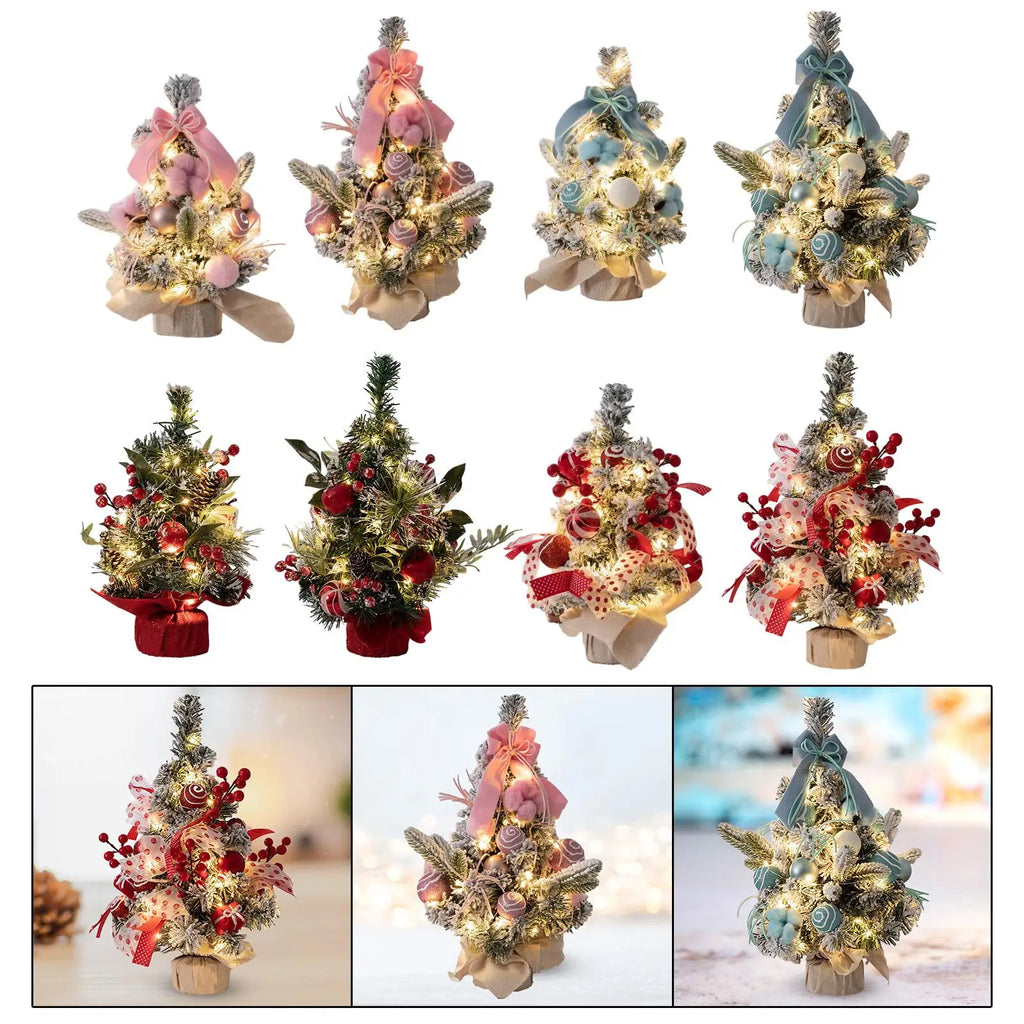Mini Christmas Tree with Lights – Artificial PVC Desktop Decor