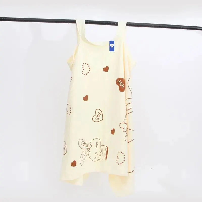 Women's Wearable Bath Towel Wrap – Rabbit Design 80×135cm