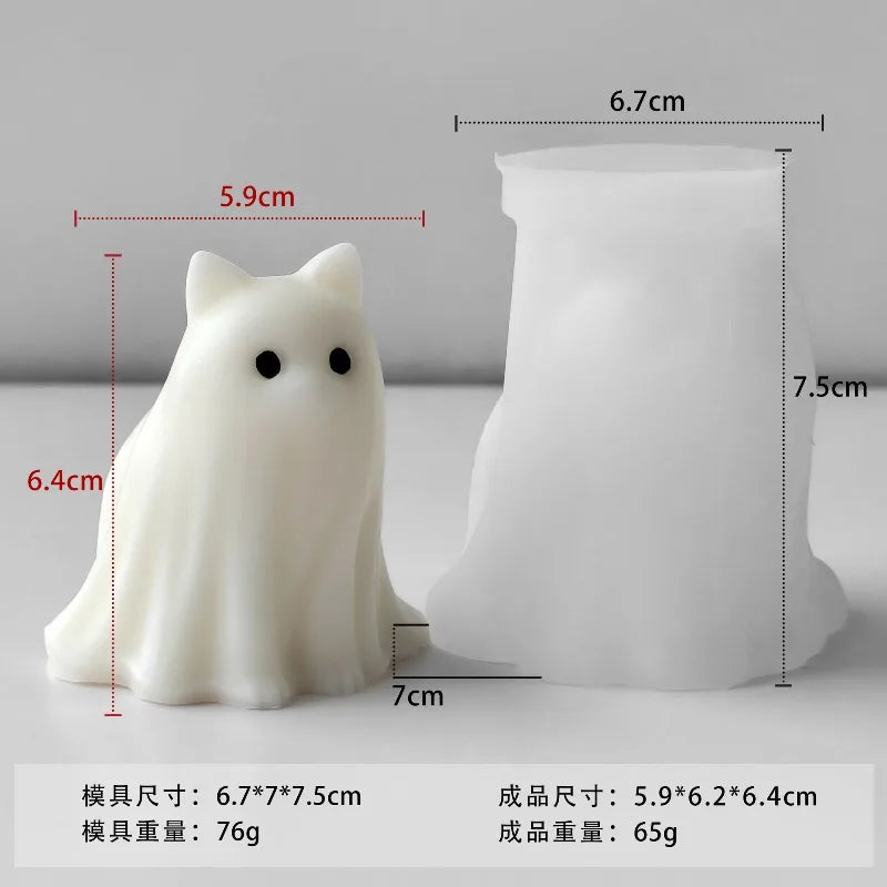 Halloween Ghost Cat & Dog 3D Silicone Mold – Candle Soap Resin