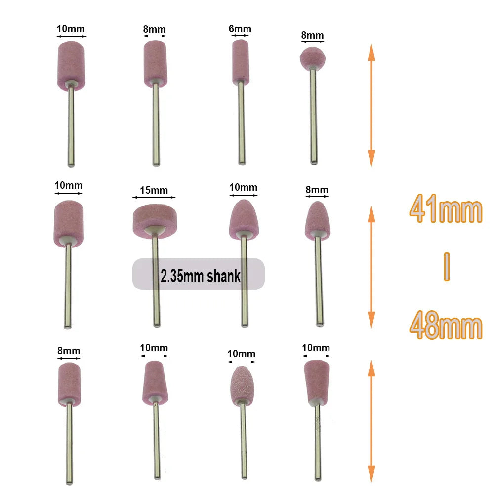 12-Piece Ceramic Grinding & Wool Felt Polishing Mounted Points Set