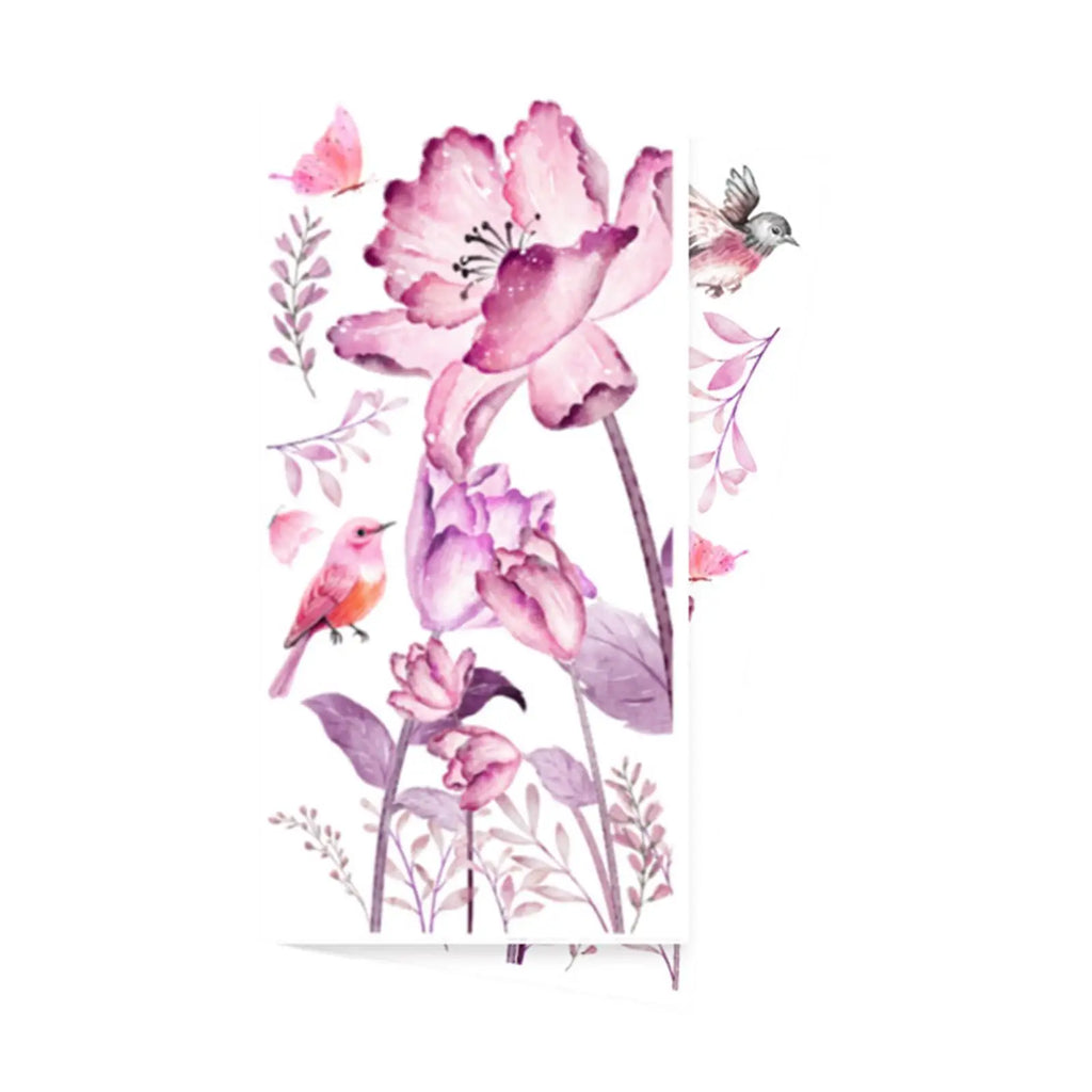 Pink Flower Bird Wall Decals – Peel & Stick PVC Stickers