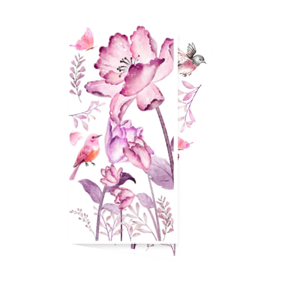 Pink Flower Bird Wall Decals – Peel & Stick PVC Stickers
