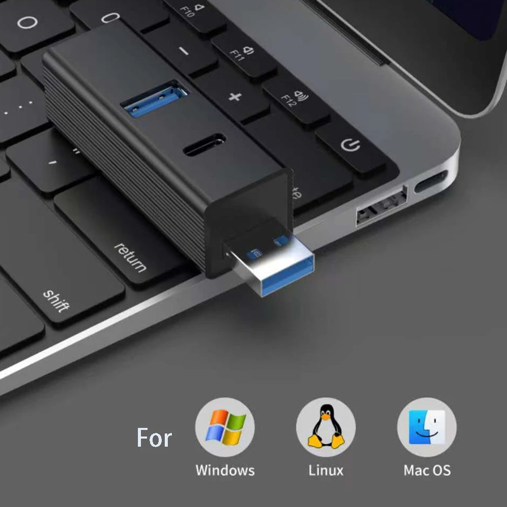 OULLX 4-in-1 USB 3.0 Hub Adapter with Type-C Port | Laptop