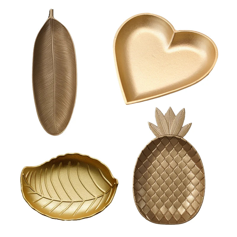 Gold Pineapple Leaf Jewelry Tray | Minimalist Storage Dish