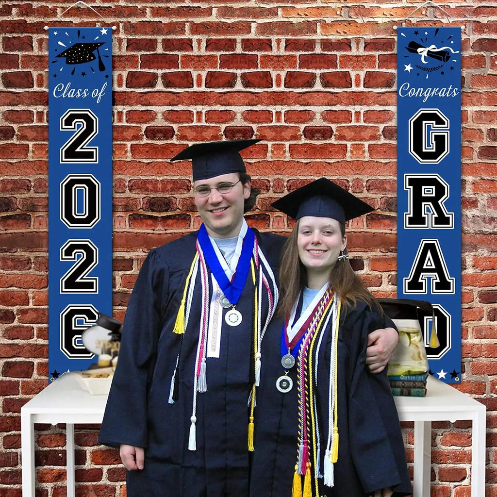 2026 Graduation Banner 2-Pack – Congrats Grad Door & Porch Decor