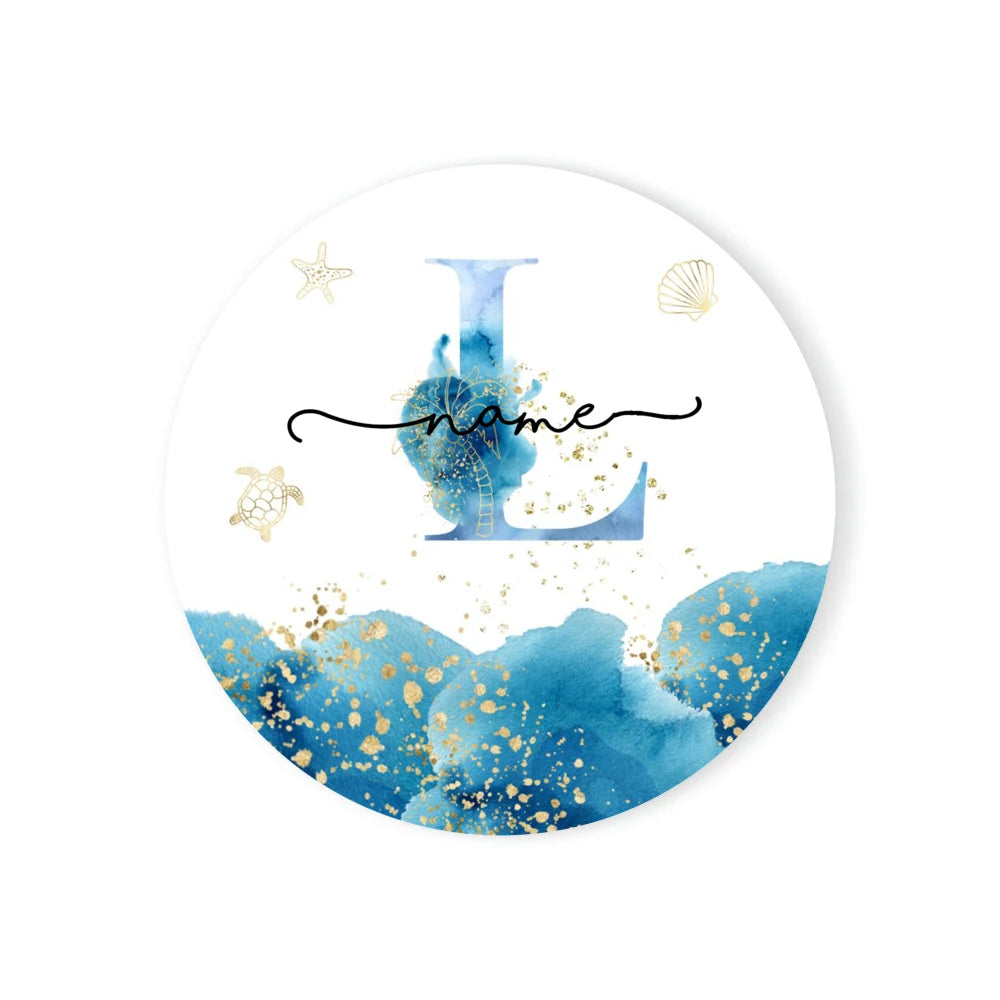 Personalized Ceramic Coaster – Custom Name & Ocean Design Gift