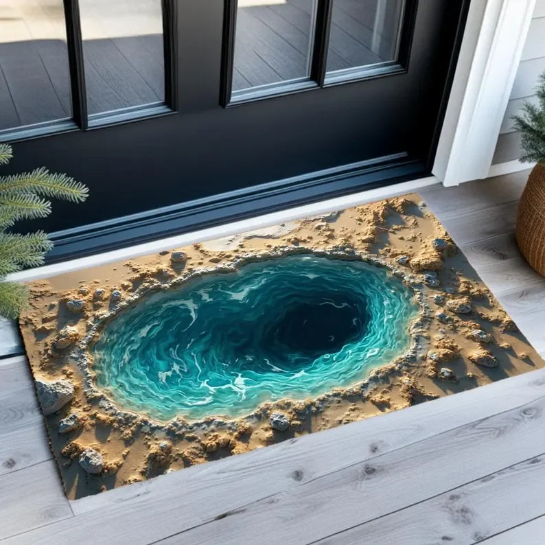 2D Vortex Black Hole Area Rug – Galaxy Optical Illusion Mat