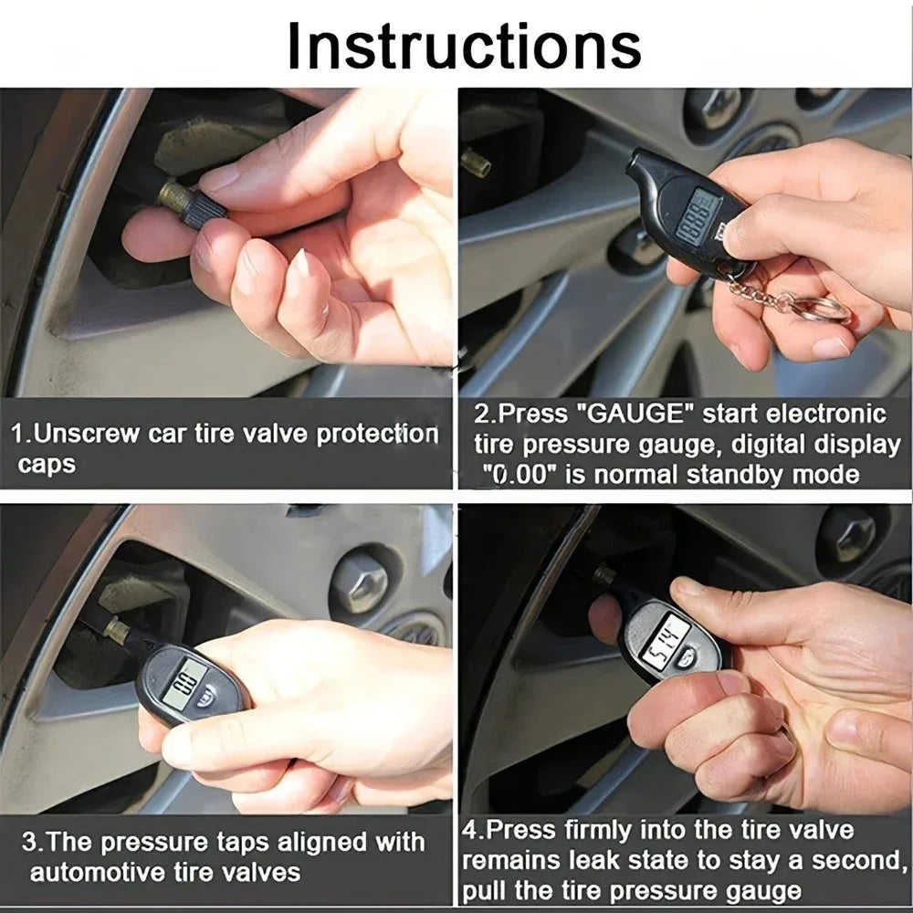 Mini Digital Keychain Tire Pressure Gauge – LCD Display