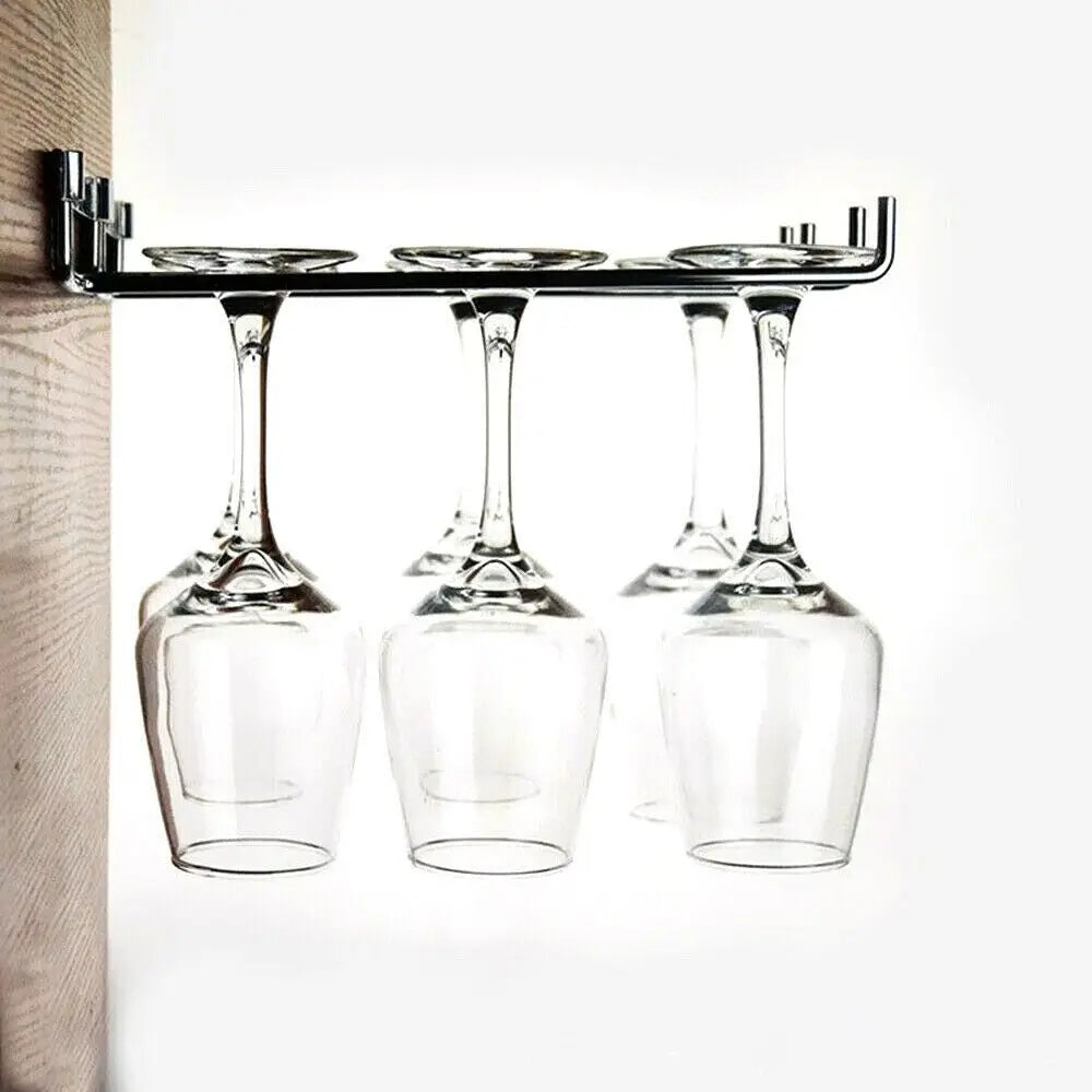 Wall-Mounted Iron Stemware Holder – Black Goblet Rack