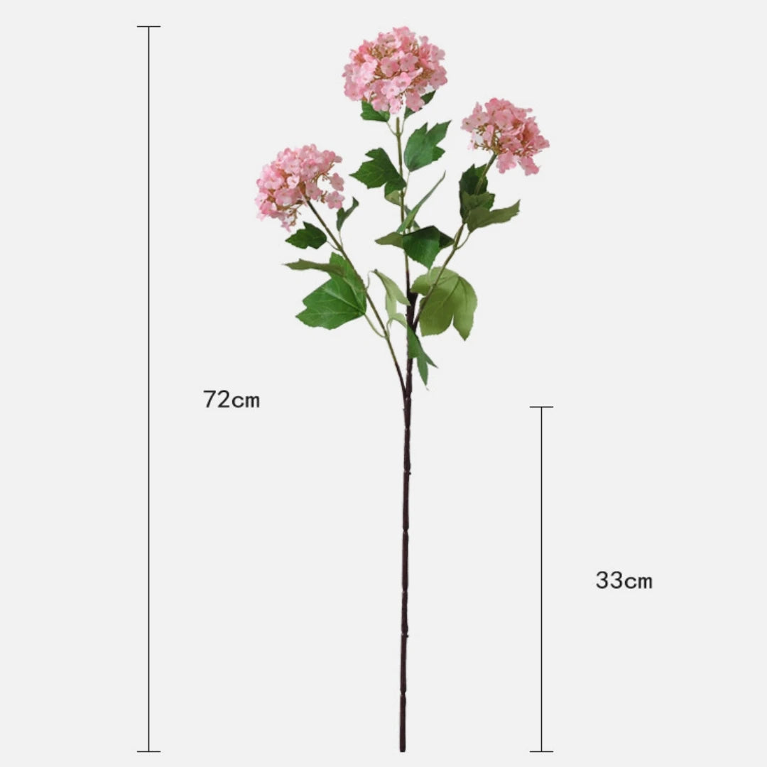 White Artificial Hydrangea Stem | 3-Head Faux Floral Branch
