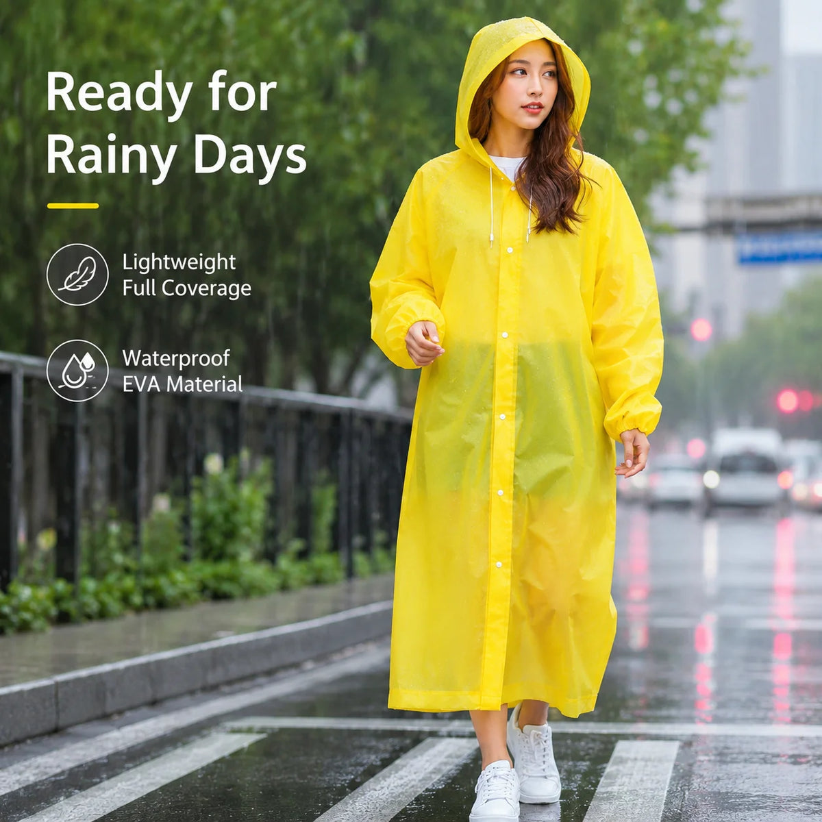 2-Pack Reusable EVA Raincoat Ponchos – Waterproof Hooded Outdoor