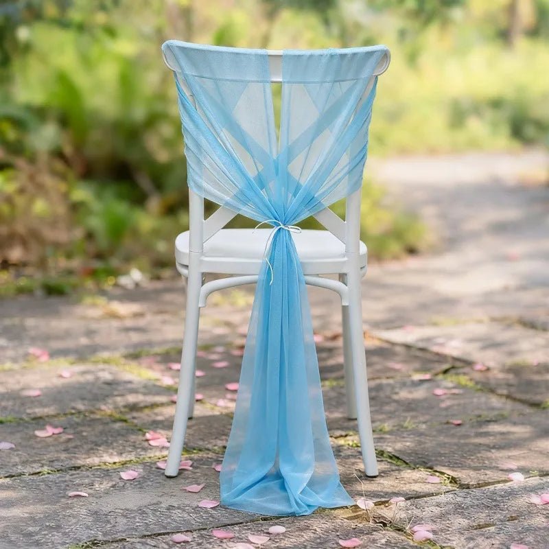 Tulle Organza Chair Sash Ribbon Bow – Wedding & Banquet Décor