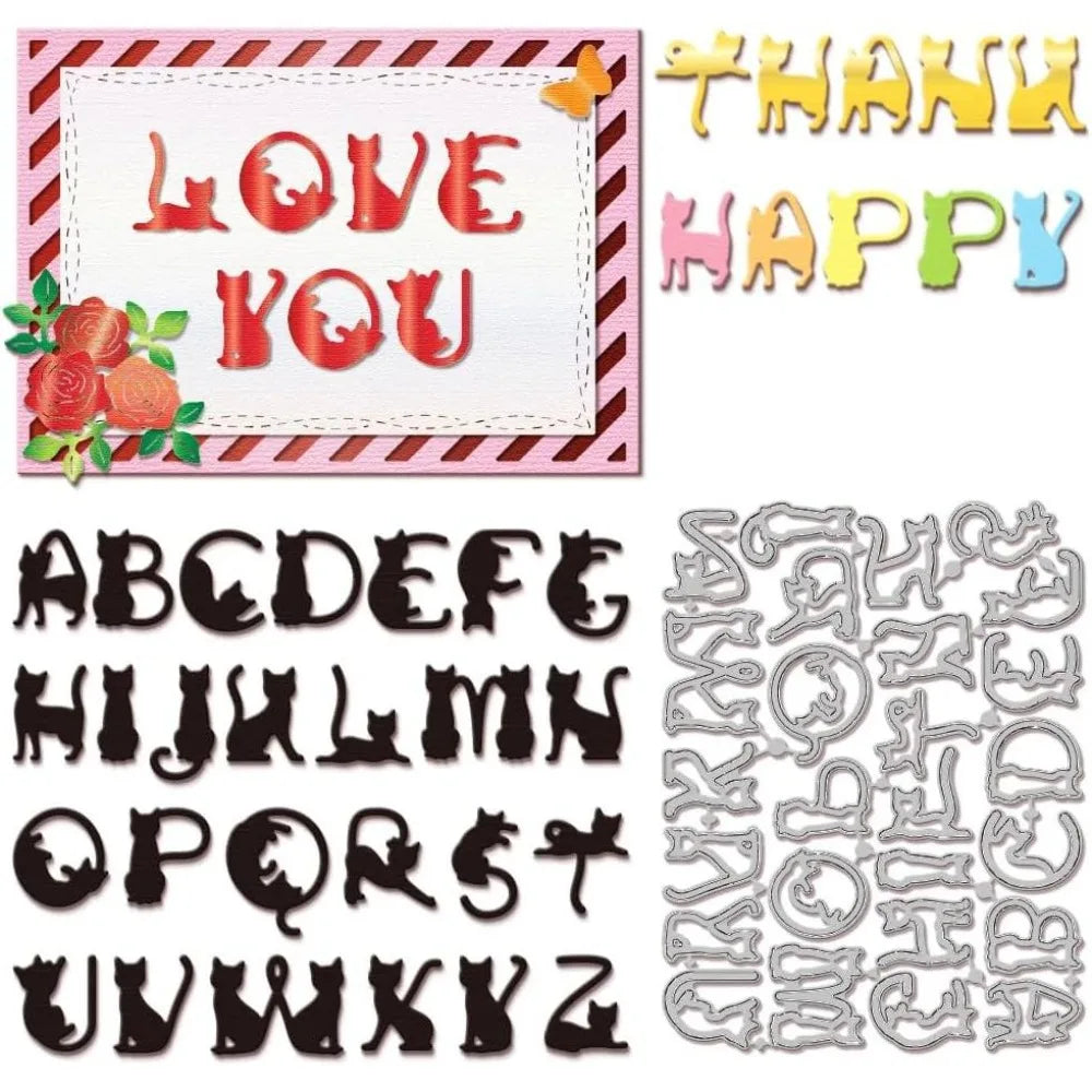 Cat Alphabet Cutting Dies – DIY Scrapbooking & Card Making