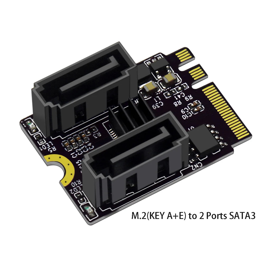 M.2 A+E Key Dual SATA 3.0 Adapter Card – JMB582 6Gbps