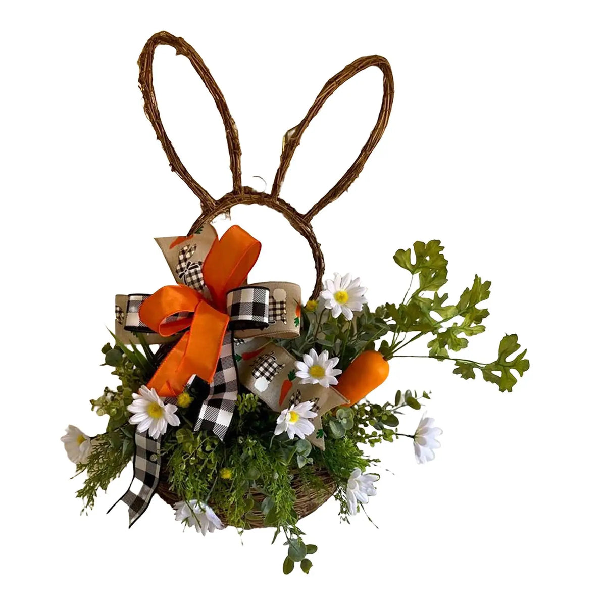 Spring Easter Wreath – Artificial Carrots, Flowers & Leaves 50cm