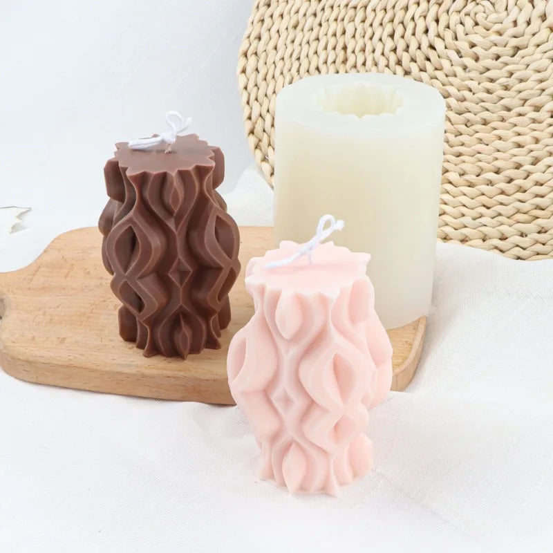 S-Shape Striped Cylindrical Silicone Mold – Candle Soap Resin