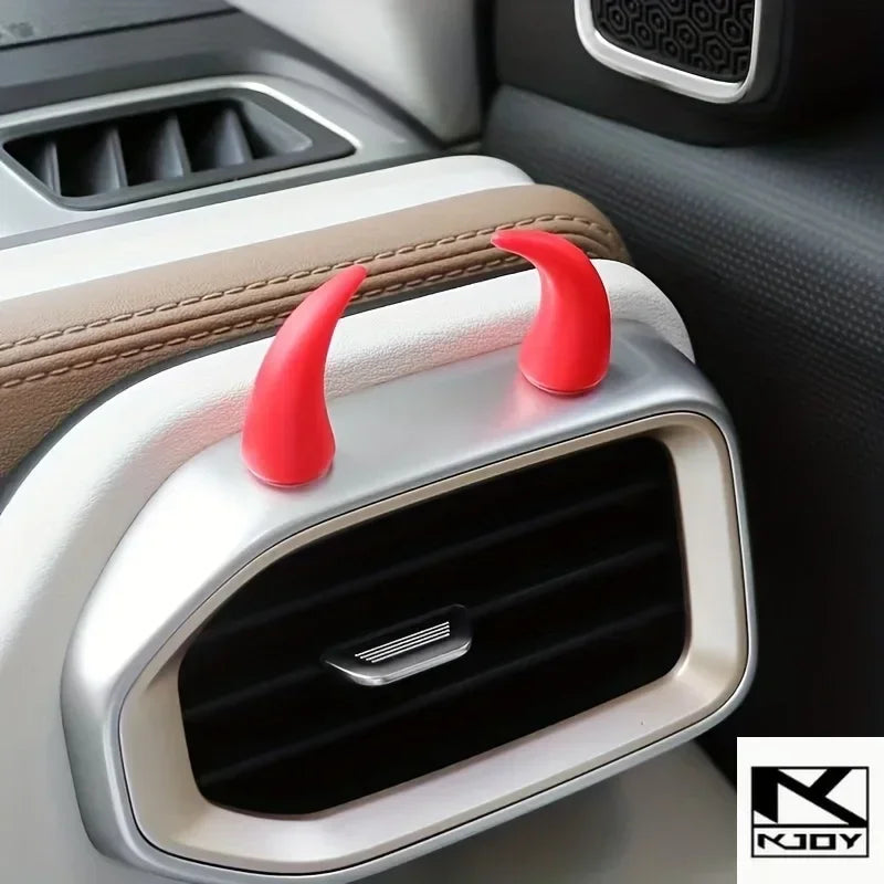 Devil Horn Car Steering Wheel Decor Stickers – 2Pcs