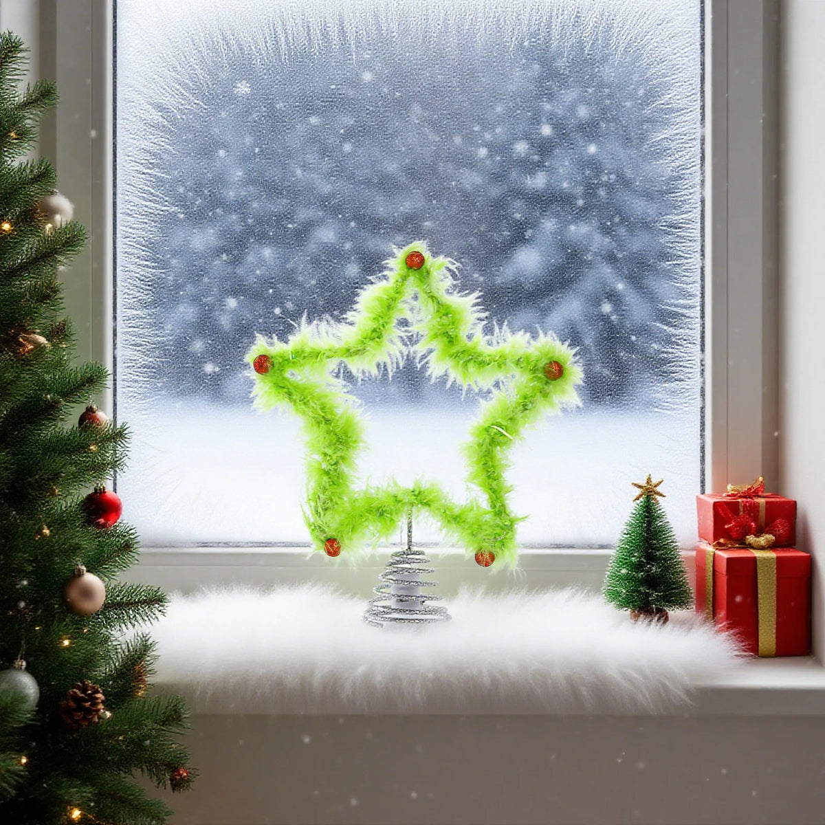 Christmas Tree Top Star Ornament – Iron & Plush Xmas Topper