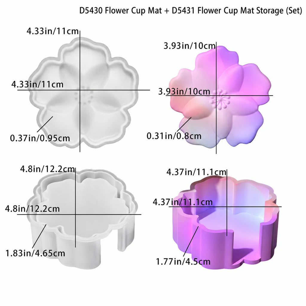 Flower Silicone Resin Mold Set – Coaster & Storage Box DIY