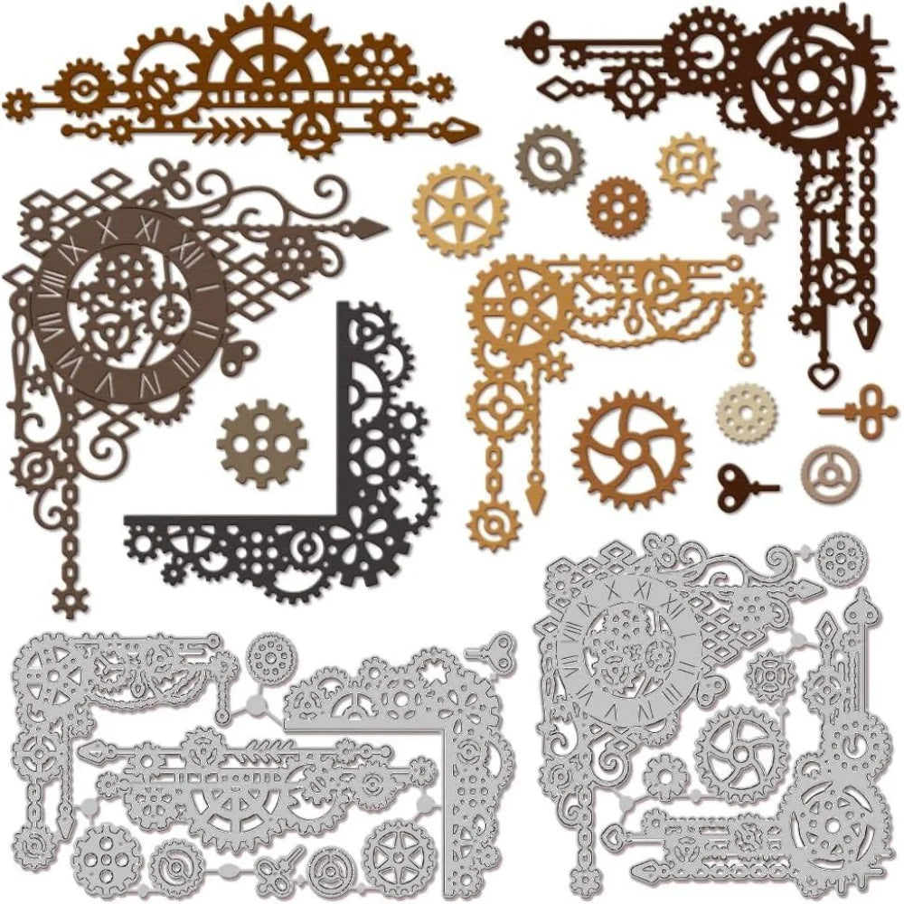 Steampunk Frame Gear Cutting Dies – 2pc DIY Scrapbooking Set