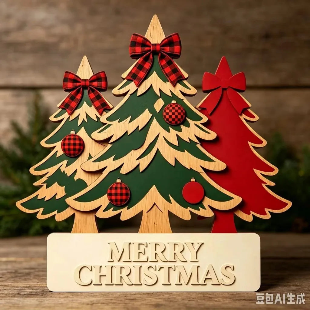 Wooden Christmas Tree Hanging Ornament | Holiday Wall Décor